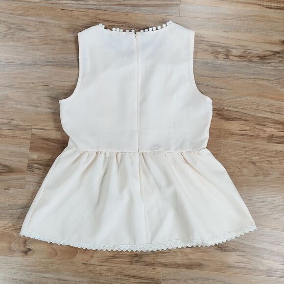 🔺️Andree Peach & Cream Sleeveless Fit & Flare Peplum Blouse Medium - Picture 3 of 12